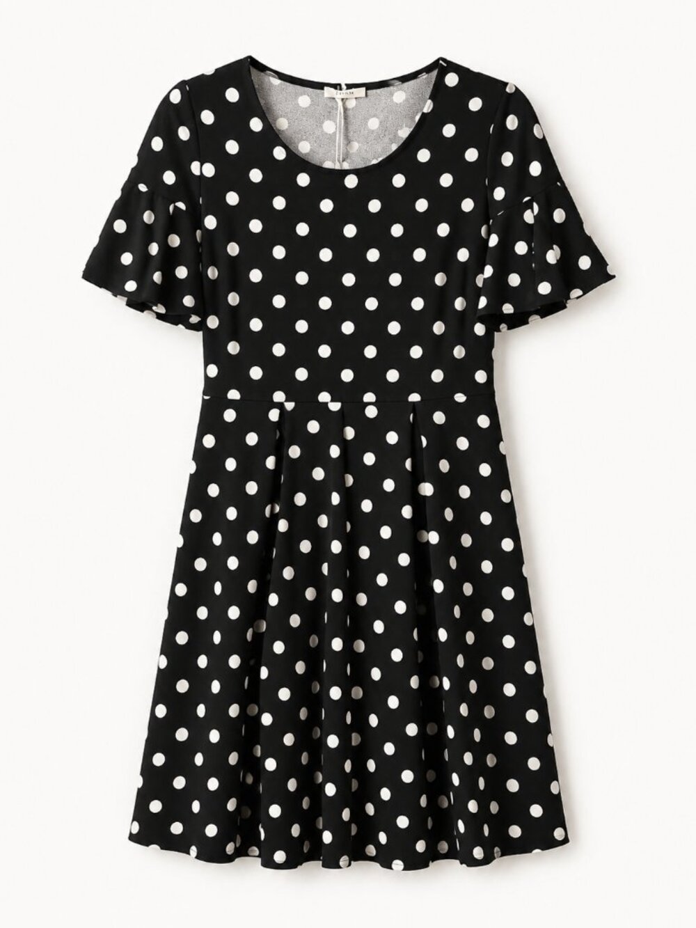 Pleione Black White Polka Dot Fit & Flare Midi Dress NWT - Picture 2 of 3